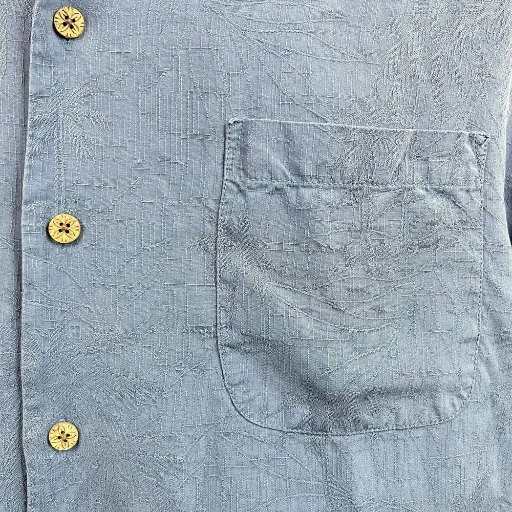 Tommy Bahama Blue Silk Button Down Shirt Men’s XL Tropical Textured Hawaiian - Picture 3 of 7